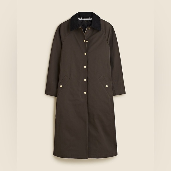 J. Crew Long Barn Jacket In Waxed Cotton Twill- Dark Brown - Picture 5 of 5